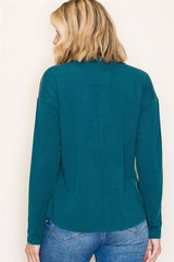 Jade Ribbed Henley Long Sleeve Top