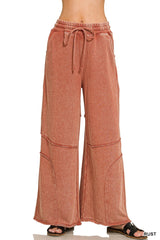 Premium French Terry Washed Exposed Seam Flare Pants