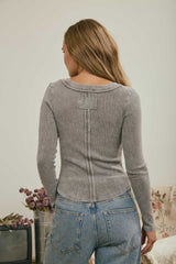 Ribbed Long Sleeve Henley