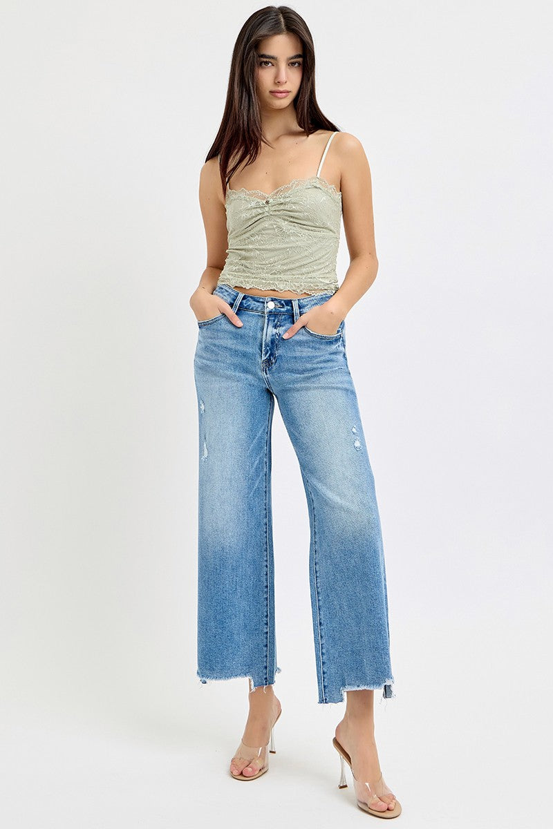Ashlee High Rise-Crop Wide Leg Jeans