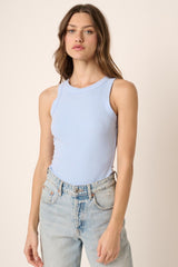 Ribbed Round Neck Knit Tank