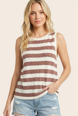 Brown and Ivory Striped Sweater Tank