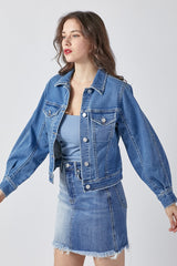 Denim Balloon Sleeve Jacket