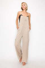 Latte Lightweight Cargo Jumpsuit
