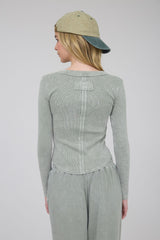 Ribbed Henley Long Sleeve Shirt