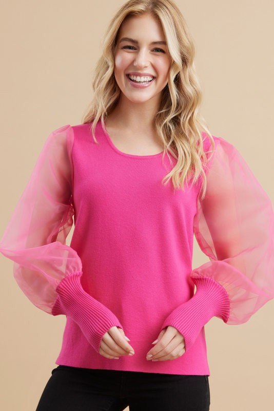 Sheer Puff Sleeve Top