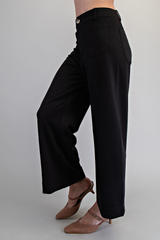 Black High Rise Straight Leg Pants