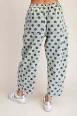 Dusty Sage Dot Print Mineral Washed Pants
