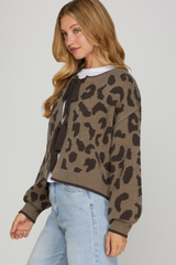 Leopard Long Sleeve Tied Cardigan