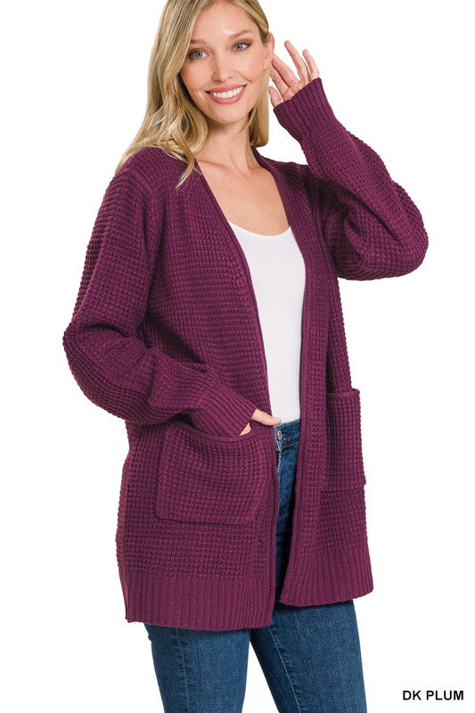 Basic Waffleknit Cardigan