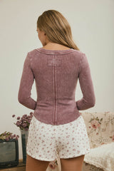 Ribbed Long Sleeve Henley