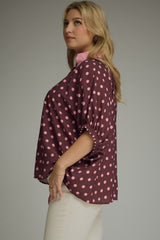 Pink Polka Dot Dolman Top