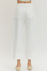 White Pintuck Wide Leg Pants