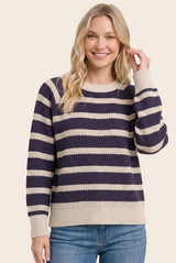 Eggplant Wide Crew Neck Long Sleeve Sweater