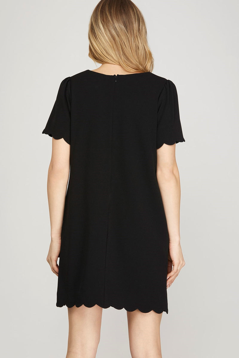 Black Short Sleeve Dress with Pockets and Bows