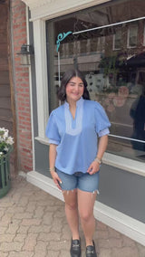 Stripe Contrast Trim Top