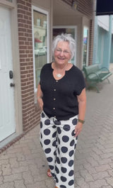Polka Dot Raw Hem Pants