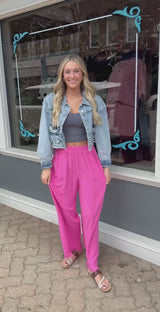 Denim Cropped Jacket with Bow pockets
