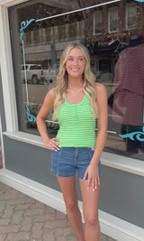 Striped Button Front Tank