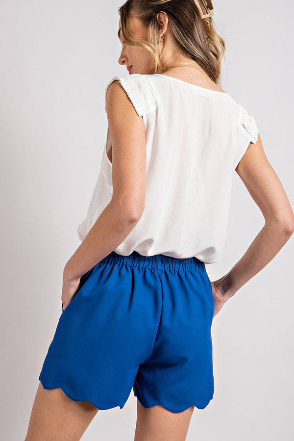 Royal Blue high Waisted Scallop Edge Shorts
