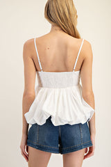 V-Neck Bubble Hem Spagetti Strap Top