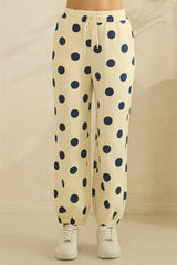Navy and Cream Polka Dot Sweatpants
