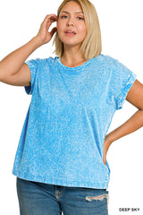 Curvy Crinkle Washed Round Neck Tee