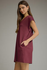 Burgundy Sleeveless V-Neck Dress