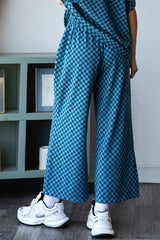 Soft Checkered Print Drawstring Pant W/ Pockets