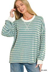 Raised Rib Striped Pullover