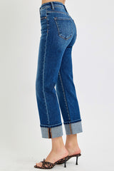 Heather's High Rise Ankle Straight Cuffed Jeans