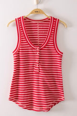 Striped Button Front Tank