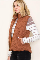 Polar Collar Zip Front Quilted Vest