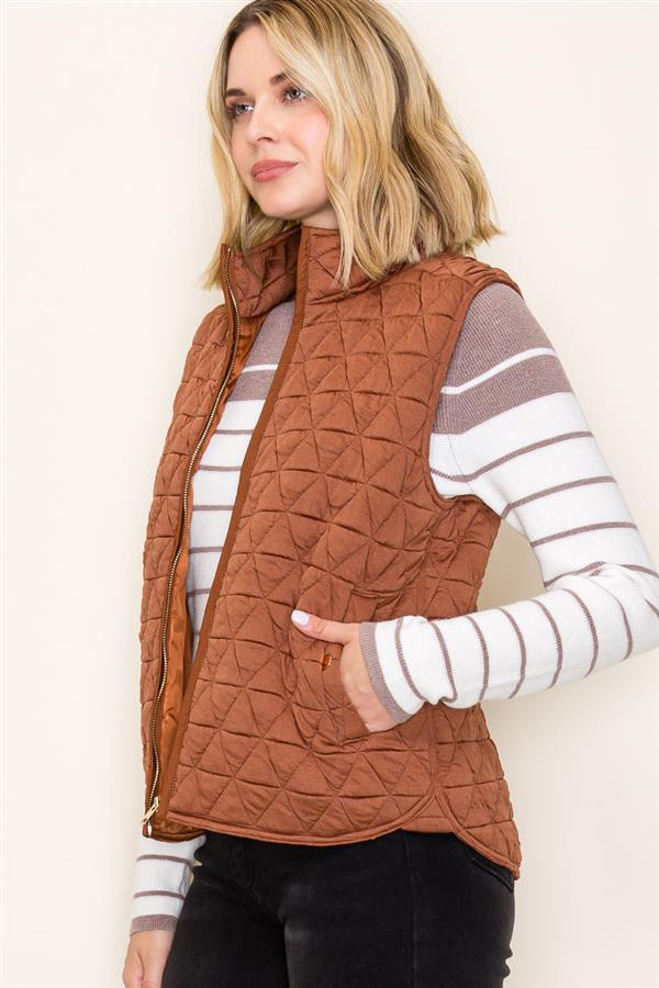 Polar Collar Zip Front Quilted Vest