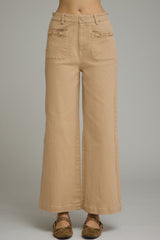 Camel Wide Leg Hardware Accent Pants
