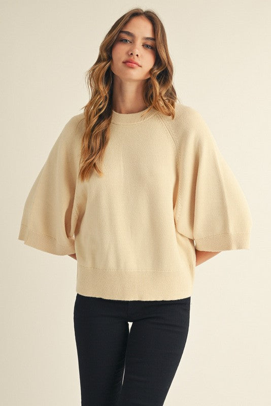 Cream Drop Shoulder Sweater