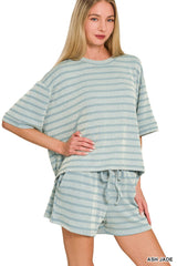 Ash Jade Striped Tee and Shorts Set