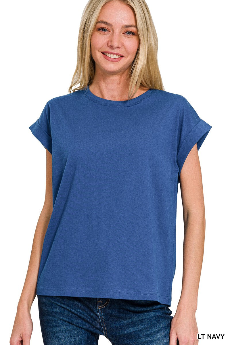 Cuffed Sleeve Basic Tee