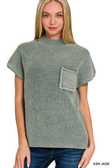 Short Sleeve Mineral Washed Sweater