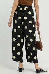 Curvy Black Polka Dot Wide Leg Pants