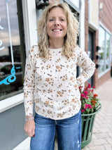 Cream Floral Crew Neck Sweater