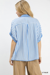 Striped Collared Oversized Top