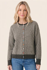 Dark Olive Multi Color Button Down Cardigan