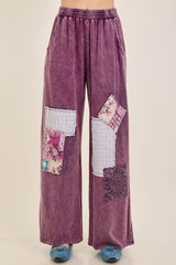 Mineral Wash Boho Patched Pants