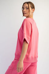 Pink Modal Rib Detail Top