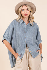 Striped Chambray Collared Button Down