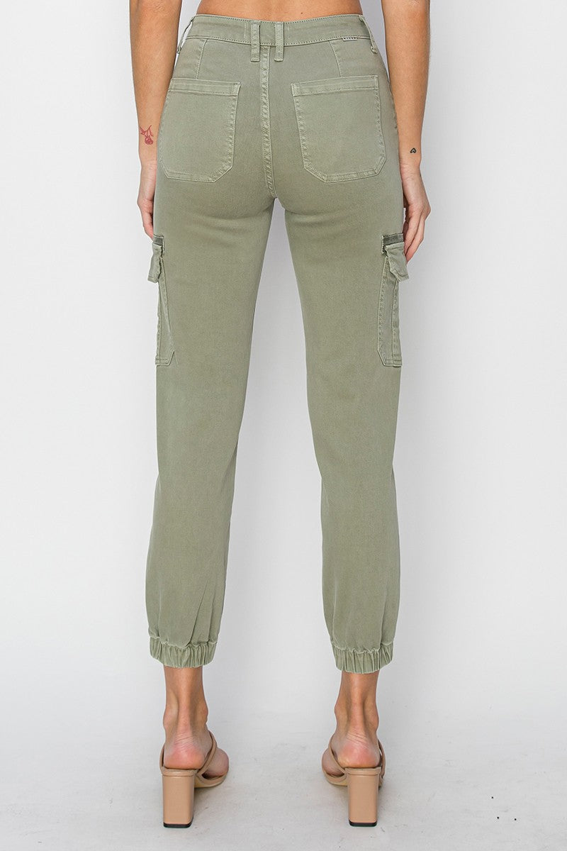 Simmon's High Rise Olive Denim Cargo Joggers