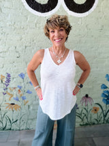V Neck Slub Hacci Cami Top