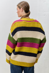 Mustard Multi Striped Knit Cardigan