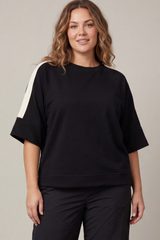Curvy Contrast Half Sleeve Scuba Top